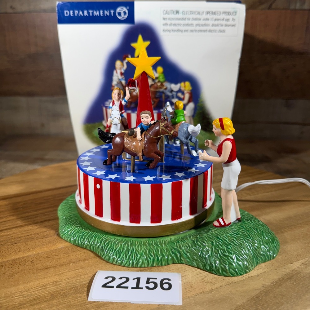 Department 56 Merrily Round We Go Snow Village Animated Carousel 56.55183 Red